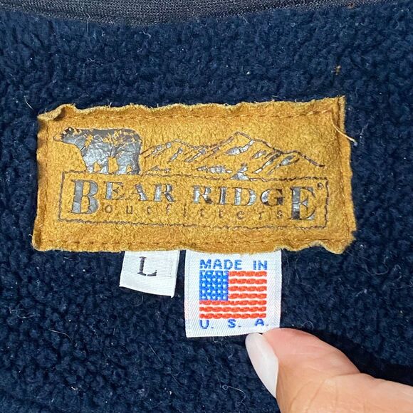 Bear‎ Ridge Outfitters Fleece Jacket Mens Large Full Zip Made USA Flag Stars - Picture 3 of 14